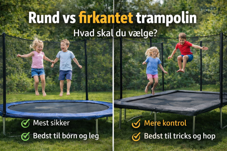 Read more about the article Rund vs firkantet trampolin – hvad skal du vælge?